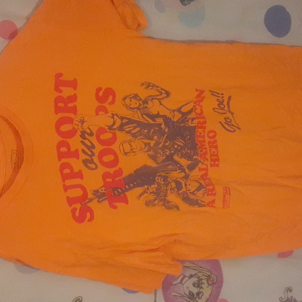 GI Joe Support Our Troops Orange M shirt Snake Eyes, Duke, Scarlett